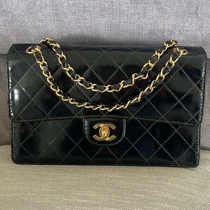 Vintage Chanel Classic Quilted Single Flap Patent Bag